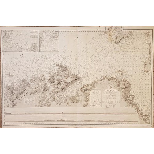 431 - Sea Charts: Ireland: Larne to Bloody Foreland (1861); Scotland - Coast of Mull (1872); and North Wes... 