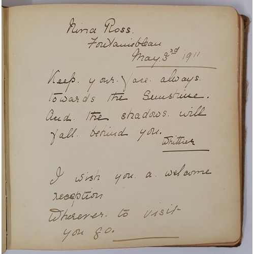 486 - c.1908-1914 Travel Autograph Book with pages of good wishes, poems, witticisms, drawings and waterco... 