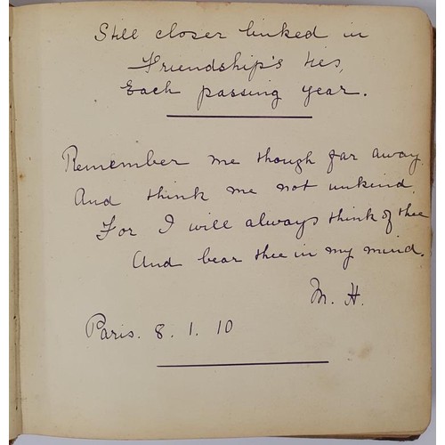 486 - c.1908-1914 Travel Autograph Book with pages of good wishes, poems, witticisms, drawings and waterco... 