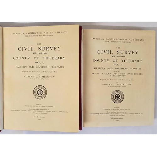 83 - The Civil Survey County of Tipperary. Two Volumes (1931-34) by Robert C. Simington. The Civil Survey... 