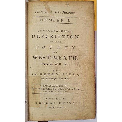 104 - Piers, Sir Henry. Collectanea de Rebus Hibernicis. This Volume contains 4 parts, the first being No.... 