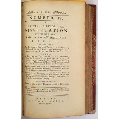 104 - Piers, Sir Henry. Collectanea de Rebus Hibernicis. This Volume contains 4 parts, the first being No.... 