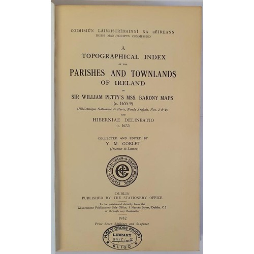 138 - A Topographical Index To The Parishes And Townlands Of Ireland in Sir William Petty's MSS. Barony Ma... 