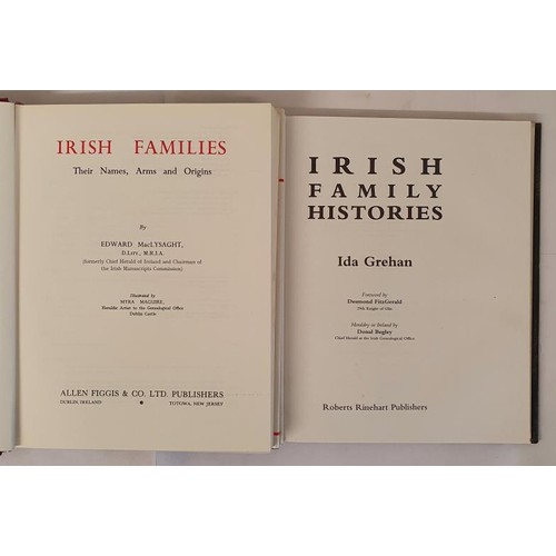 190 - Irish Families-Their Names, Arms and Origins by Edward MacLysaght, 1978; Irish Family History , 1993... 