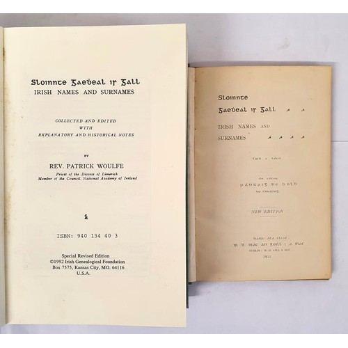 280 - Woulfe, Rev. Patrick. Sloinnte Gaedheal is Gall (Irish Names And Surnames). Dublin: Mac And Goill, 1... 