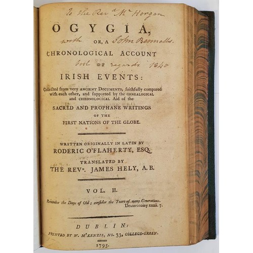 307 - O'Flaherty, Roderic. Ogygia, or a Chronological Account of Irish Events: collected from very ancient... 