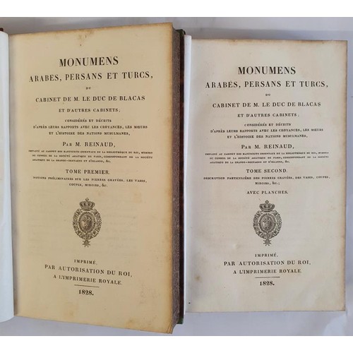 312 - Reinaud, M. Monumens Arabes, Persans Et Turcs, du Cabinet De M. Le Duc De Blacas et D'Autres Cabinet... 