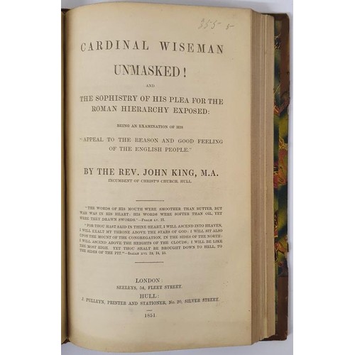 315 - Maynooth College; Justifcation of the Term ‘Beastly’ Sir G. H. Smith, Colchester 1845. Bound with a ... 