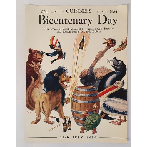 332 - Bicentenary day Guinness programme for July 11th, 1959. at St. James’s Gate Brewery and Iveagh... 