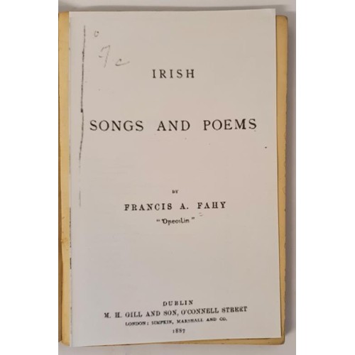 341 - Francis A. Fahy – IRISH SONGS AND POEMS, Published by M. H. Gill and Son Ltd/Simpkin, Marshall... 