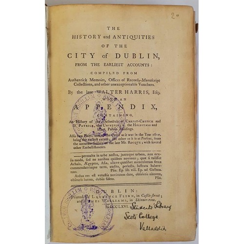 352 - 18th Century Prize Binding. An exceptional finely bound History and Antiquities of the City of Dubli... 