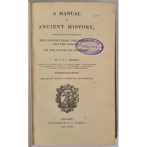 373 - A Manual of Ancient History,Particularly regard to the Constitutions, The Commerce, and the Colonies... 