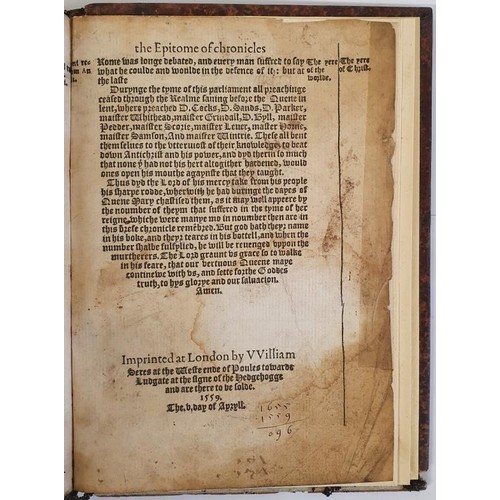 385 - Lanquette, Thomas. Epitome Of Chronicles. Conteyninge the whole discourse of the histories as well o... 