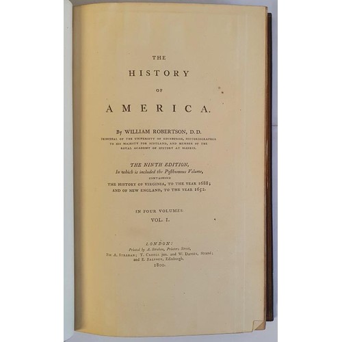 397 - Robertson, William. The History Of America. The Ninth Edition, complete in four volumes. London: A S... 