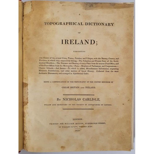 399 - A Topographical Dictionary Of Ireland Carlisle, Nicholas Published by William Miller, London, 1810. ... 