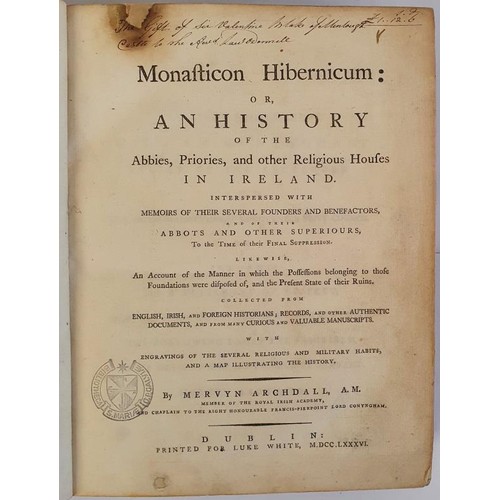 405 - Archdall, Mervyn. Monasticon Hibernicum: or An History of the Abbies, Priories, and other Religious ... 