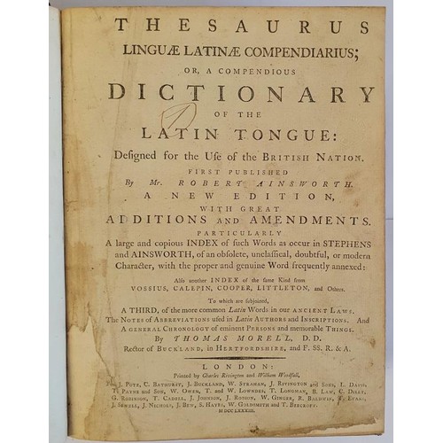 406 - Thesaurus Linguæ Latinæ Compendiarius: or, a compendious DICTIONARY of the Latin Tongue,... 