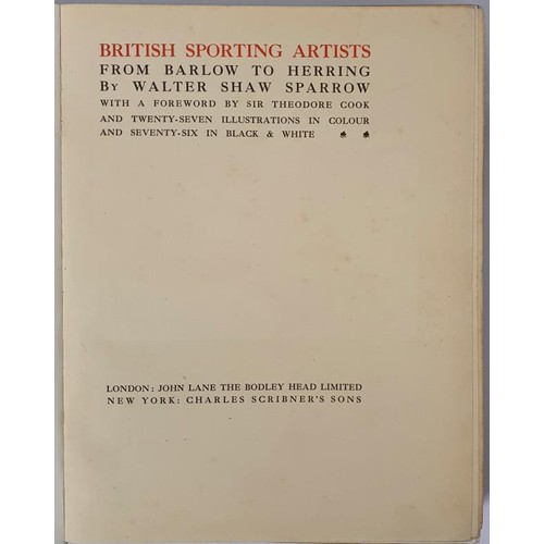 415 - Sparrow, Walter Shaw; British Sporting Artists. A very good copy in the publishjer’s cloth.