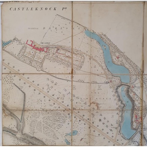 442 - Co. Dublin Magazine - Phoenix Park. Parish Of Saint James. Fine hand coloured folding map, laid on l... 