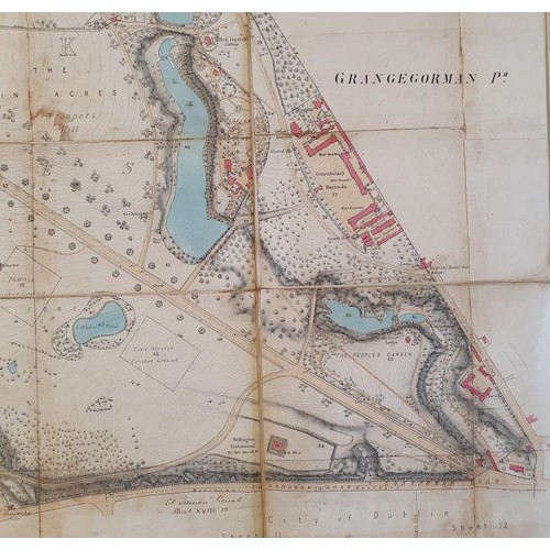 442 - Co. Dublin Magazine - Phoenix Park. Parish Of Saint James. Fine hand coloured folding map, laid on l... 