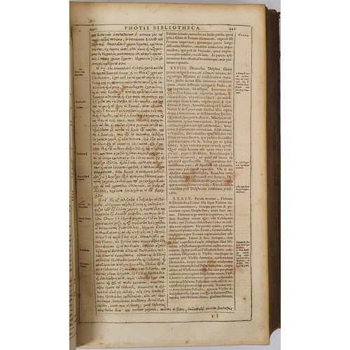 459 - (Photius) Schott Andreas. Photii Myriobiblon, Sive Bibliotheca librorum quos Photius Patriarcha Cons... 