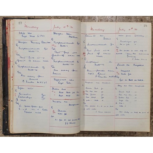 475 - 3 Manuscript Prescription Books from the 1930's/40's/50's. . Detailing medicines issued and frequenc... 