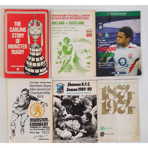 99 - The Carling Story of Munster Rugby by Mulqueen. 1983; Munster v Connacht November 1978 programme[ im... 