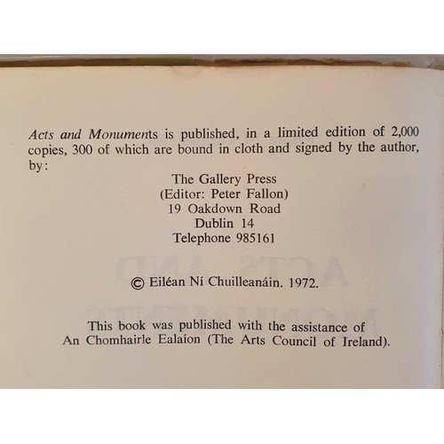 137 - Irish Interest: Acts & Monuments. NÍ CHUILLEANÁIN, Eiléan. Published by Dub... 