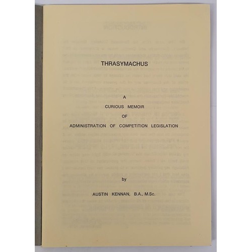 141 - Austin Kennan – Thrasymachus, privately published. Dublin. 1979.First Printing. Pp 24. Slim pa... 