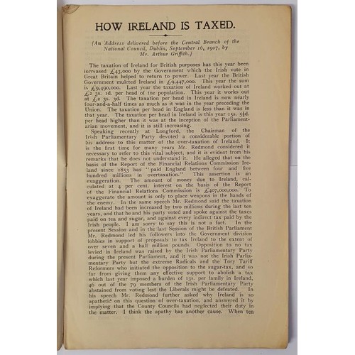 159 - How Ireland is Taxed. [Arthur Griffith] National Council Pamphlets. Dublin, the National Council. [1... 