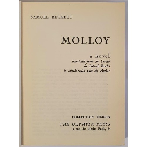 211 - BECKETT, Samuel. Molloy. Paris: The Olympia Press. 1955. 8vo. Blue and black striped paper covers wi... 