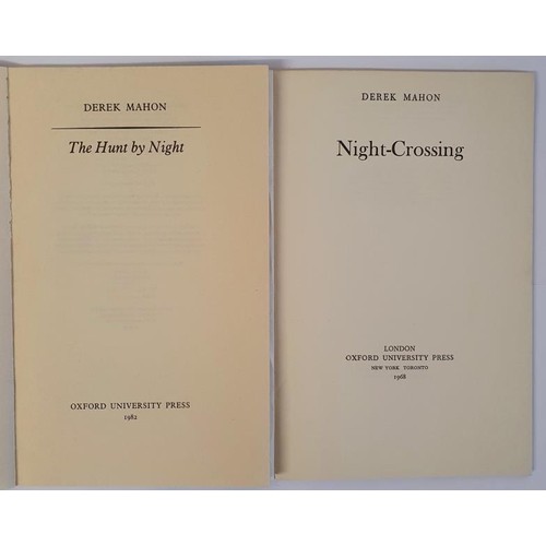 224 - Derek Mahon: The Hunt by Night Published by Oxford,1982, First edition, first printing; Night-Crossi... 