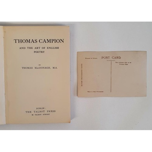 227 - Thomas MacDonagh. Thomas Campion and the Art of English Poetry. 1912. 1st. With a scarce Irish post ... 