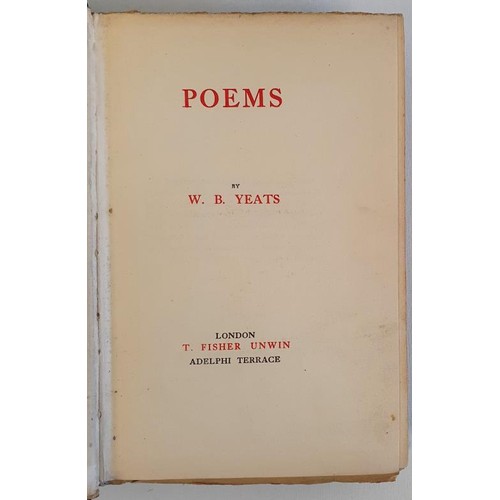 253 - W. B. Yeats. Poems. 1912. First revised edition. Fine original blind stamped floral cover