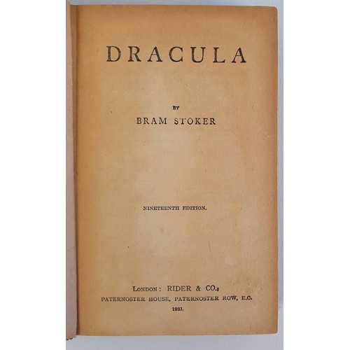 261 - Bram Stoker. Dracula. 1931. With original pictorial dust jacket front cover tipped onto end paper. S... 