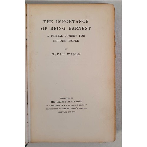 263 - Oscar Wilde. The Importance of Being Earnest. 1910. Original green git cloth with narrative 