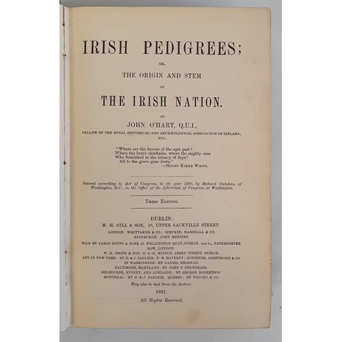 364 - John O'Hart- Irish Pedigrees or the Origin and Stem of the Irish Nation. Hardcover 1881, third editi... 