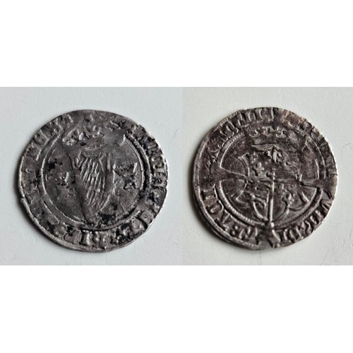 38 - Ireland. Henry viii 1509-1547. Second Harp issue 1540-1542, Groat. Obv Arms of England, over long cr... 