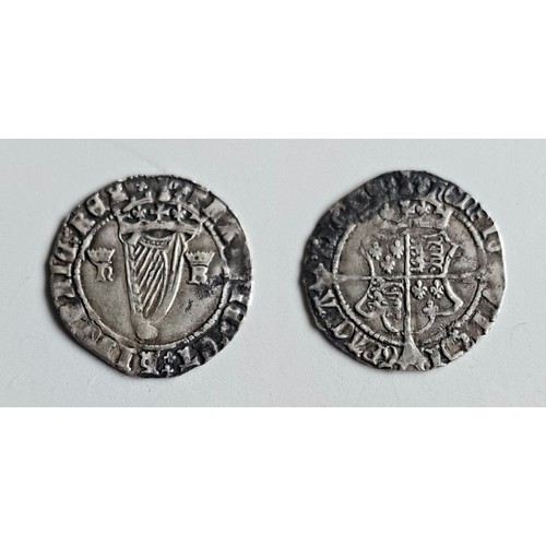 39 - Ireland. Henry viii 1509-1547. Second Harp issue 1540-1542, Groat. Obv Arms of England over long cro... 