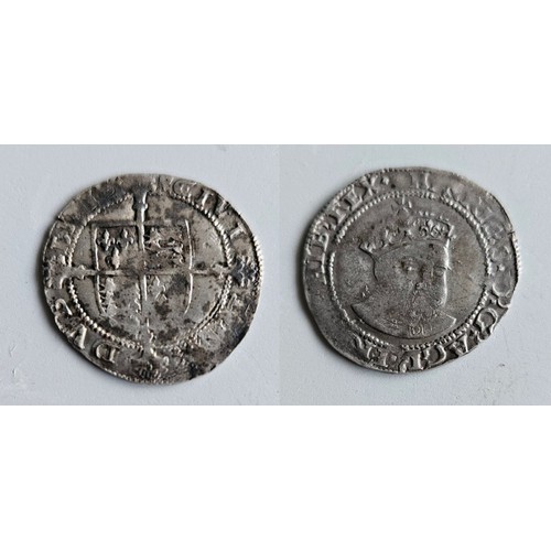 43 - Ireland. Edward vi 1547-1553. Silver sixpence Dublin mint. Posthumous Henry viii old head coinage 15... 