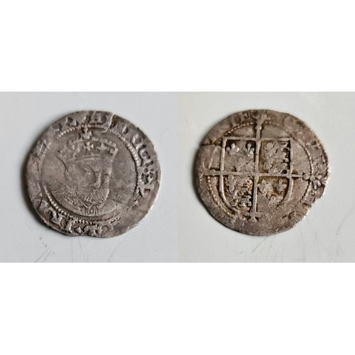 45 - Ireland. Edward vi 1547-1553. Silver sixpence Dublin Mint. Posthumous Henry viii old head coinage 15... 