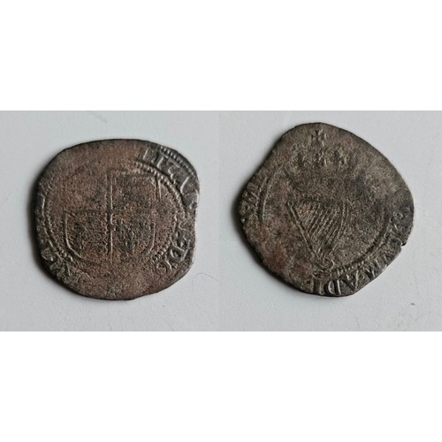 51 - Ireland. Elizabeth I 1558-1603. Base coinage shilling 1601-02. Obv. Legend around arms M.M. trefoil.... 