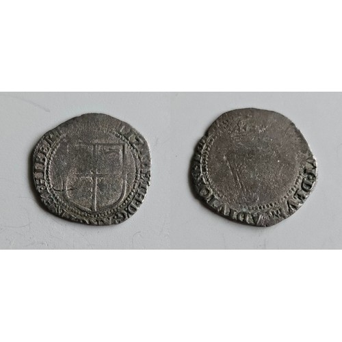 53 - Ireland. Elizabeth I 1558-1603. Base coinage of 1601-02, Sixpence. Obv. Legend around arms, Rev crow... 