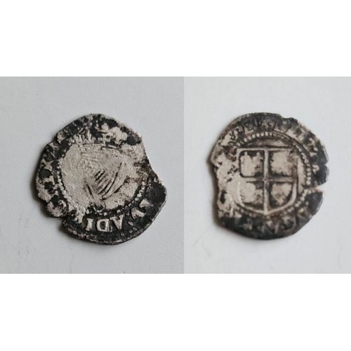 54 - Ireland. Elizabeth I 1558-1603. Base coinage three pence of 1601-02. Obv. Legend around arms M.M.Sta... 