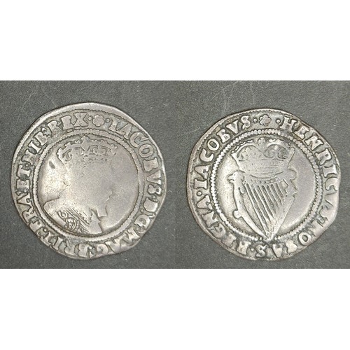 64 - Ireland. James I 1603-1625. Shilling second coinage 1604-07. Third bust. Obv. crowned bust to right ... 