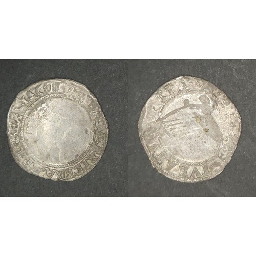 67 - Ireland. James I 1603-25. Sixpence second coinage 1604-7. First bust M.M.Martlet. Obv crowned bust t... 