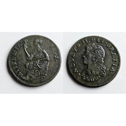 71 - Ireland. James II 1685-91. Limerick Hibernia or siege money of 1691. Obverse, IACOBUS II Dei Gratia,... 