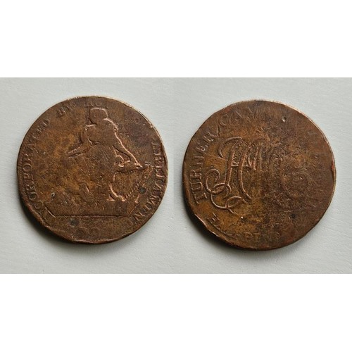 664 - Dublin. Camac copper halfpenny 1792. Obv, Hibernia seated left, incorporated by Act of Parliament. H... 