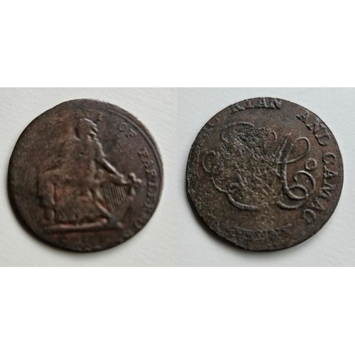 665 - Dublin. Camac copper halfpenny 1792. Obv, Hibernia seated left, incorporated by Act of Parliament. H... 