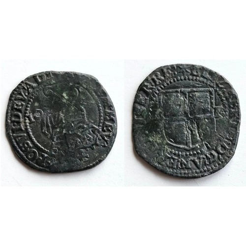 55 - Ireland. Elizabeth I 1558-1603. Copper Penny 1601. Obv quartered shield E to left R to right M.M. St... 